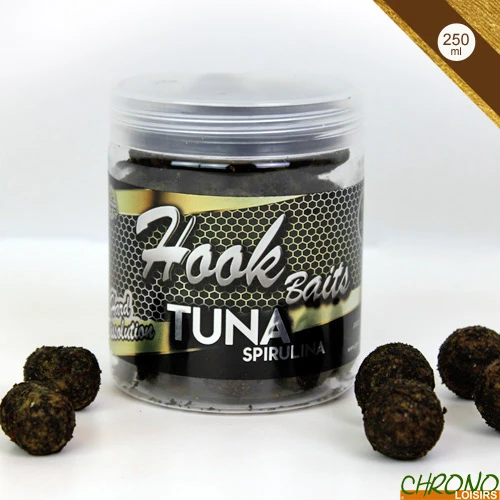 Bouillettes + Dumbells Pro Elite Baits Gold Hard Tuna Spirulina 250ml 1 Bouillettes + Dumbells Pro Elite Baits Gold Hard Tuna Spirulina 250ml